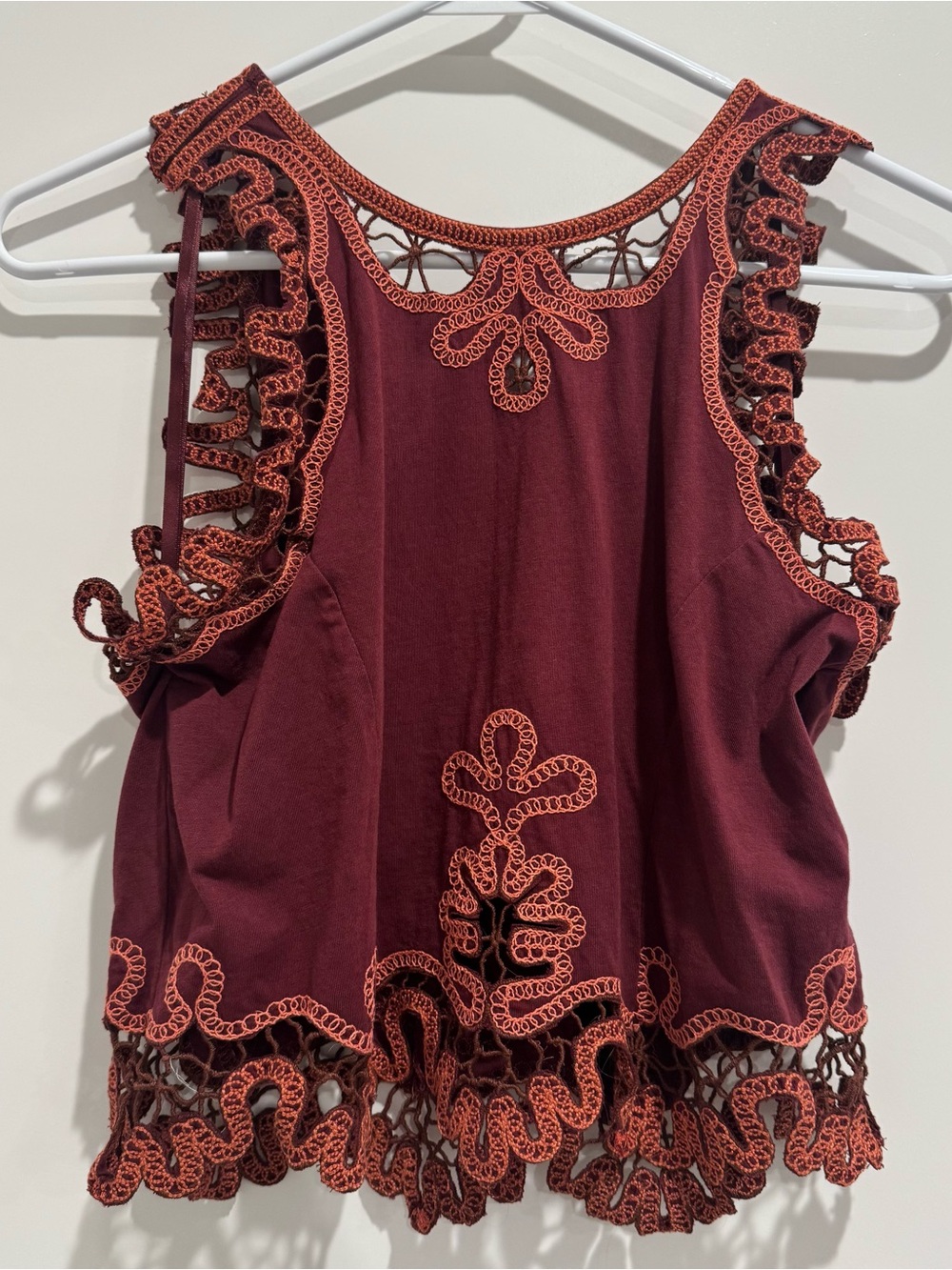 Crochet-Trim Sleeveless Top